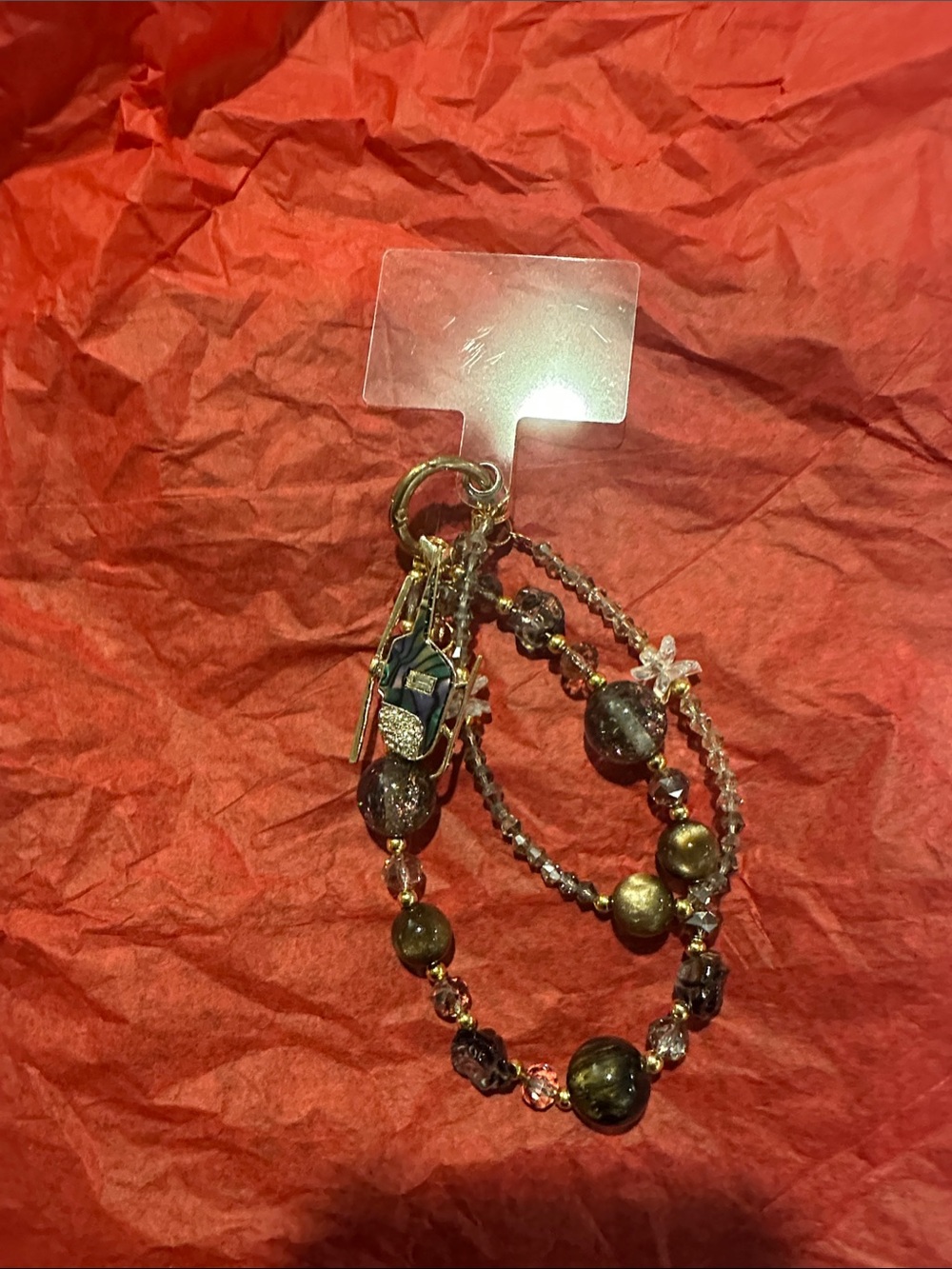 Gold-Tone and Black Beaded Multi-Strand phone accessory
